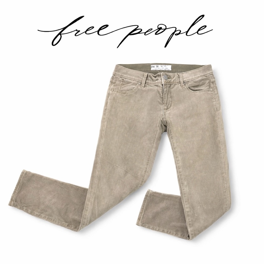 🌾 Free People Corduroy Skinny Pants W24 Taupe Stretch